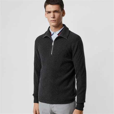 burberry 1 4 zip knit pullover men|BURBERRY Wool Half.